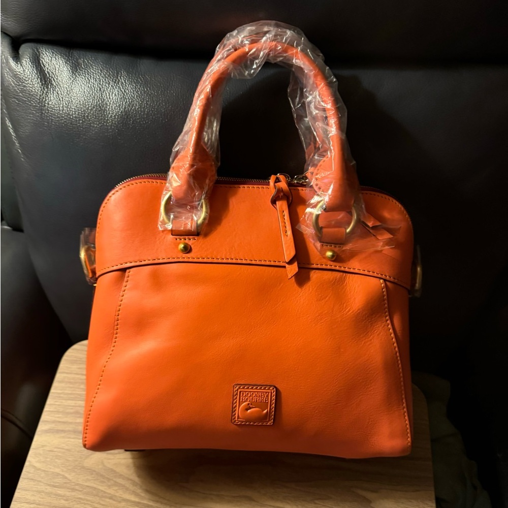 Dooney and Bourke Florentine Leather Cameron Satchel with feet and strap